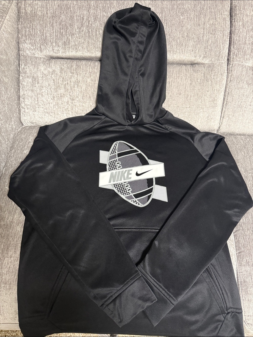 Nike Black Hoodie with White Logo Graphic - Kids